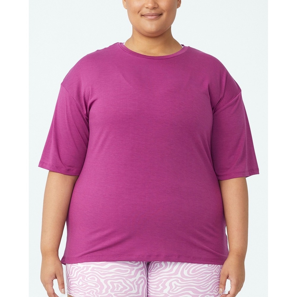 Cotton On T-Shirt Women 14W Active Boyfriend Purple Short Sleeve Excellent
